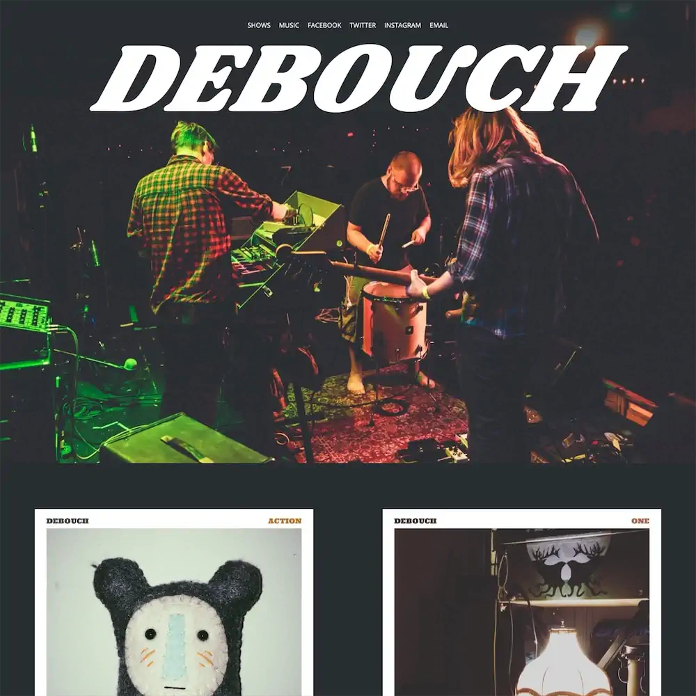 a square shaped screen shot of the DEBOUCH single page website