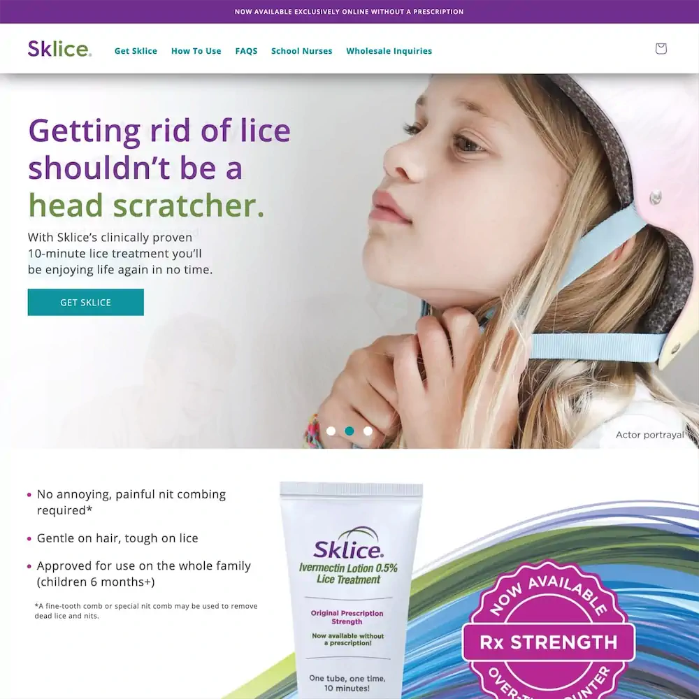 a square shaped screen shot of the Sklice website home page